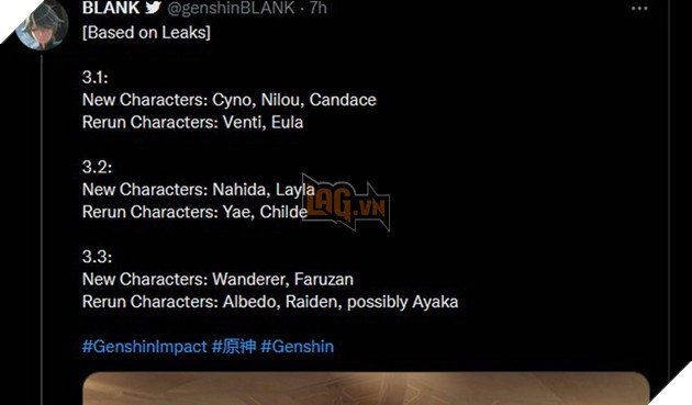 Genshin Impact: Leaker tiết lộ tất cả các biểu ngữ nhân vật cho phiên bản 3.1, 3.2 và 3.3 sắp tới 2